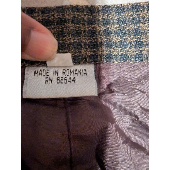 Vintage 80s High Waist Houndstooth Wool Blend Trousers womenMade in Romania Sz 8 - Picture 10 of 15
